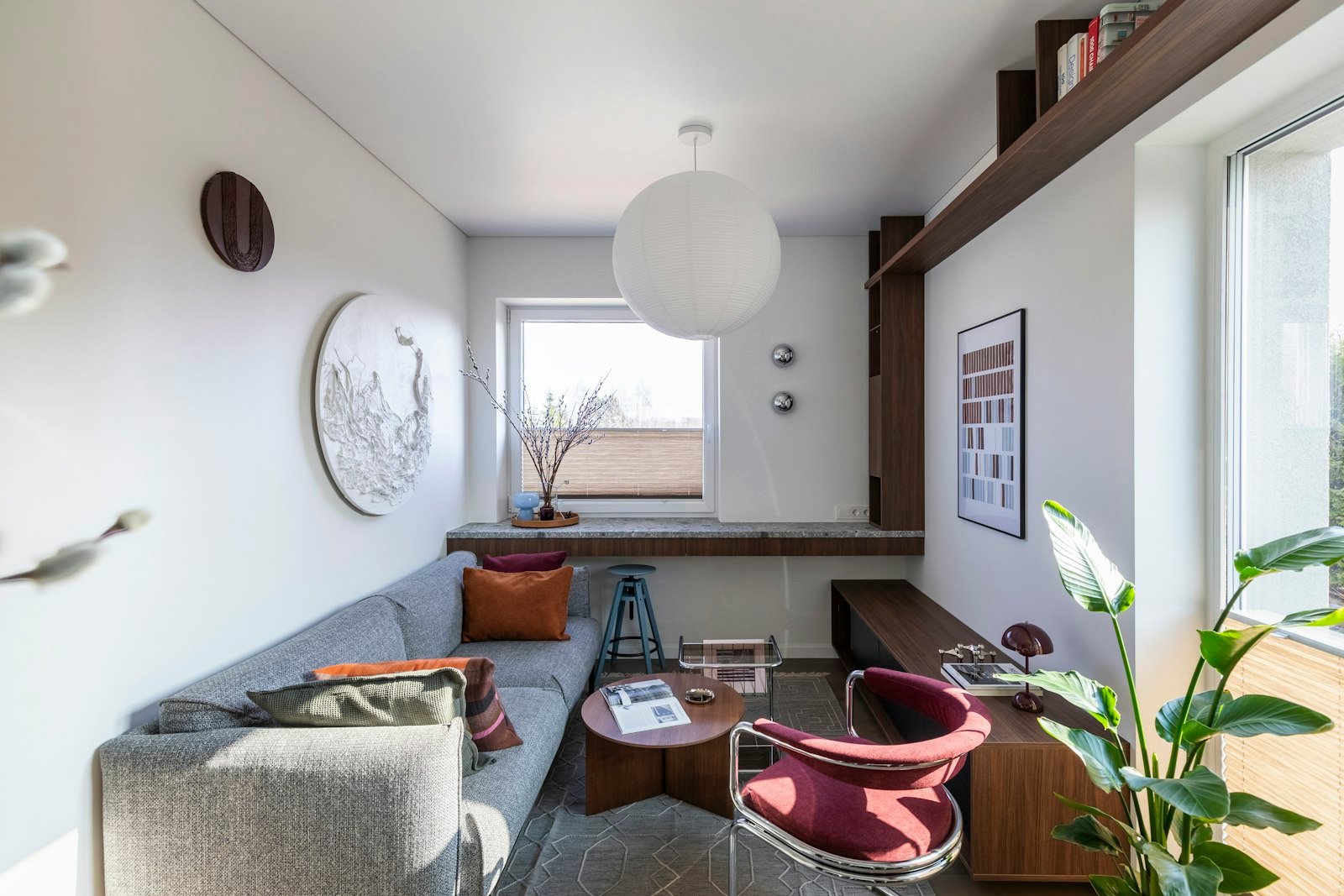 Sofa in a compact apartment living room, the typical setting for a sofa cum bed